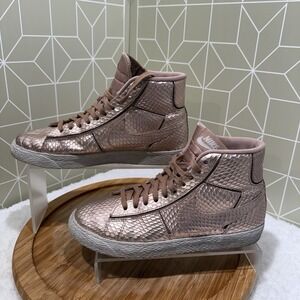 Nike Womens Blazer Mid Cut PRM Sneakers‎ Size 6 Bronze Gold Snake Pack